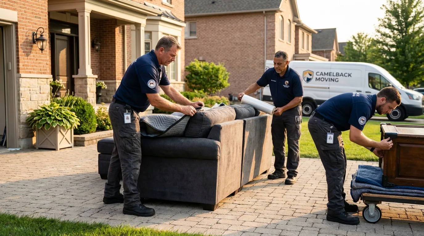 Large estate moving crew wrapping furniture in Jemison, AL
