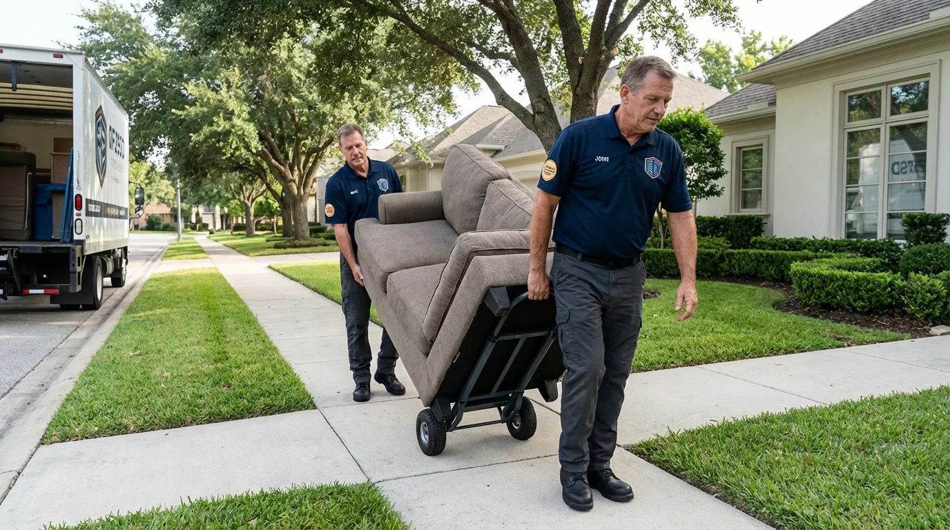Local residential moving crew loading furniture in Jemison, AL