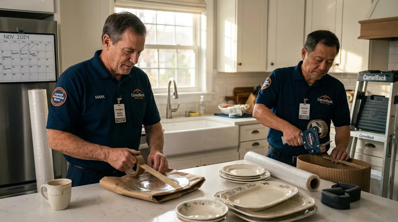 Professional crew packing kitchen dishware in Jemison, AL
